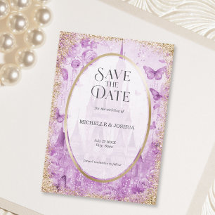 Enchanted Wood Fairytale Castle Floral Butterflies Save The Date
