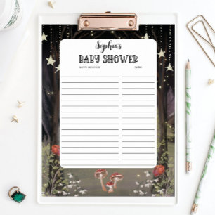 Enchanted Woodland Baby Shower Gifts Received List Poster