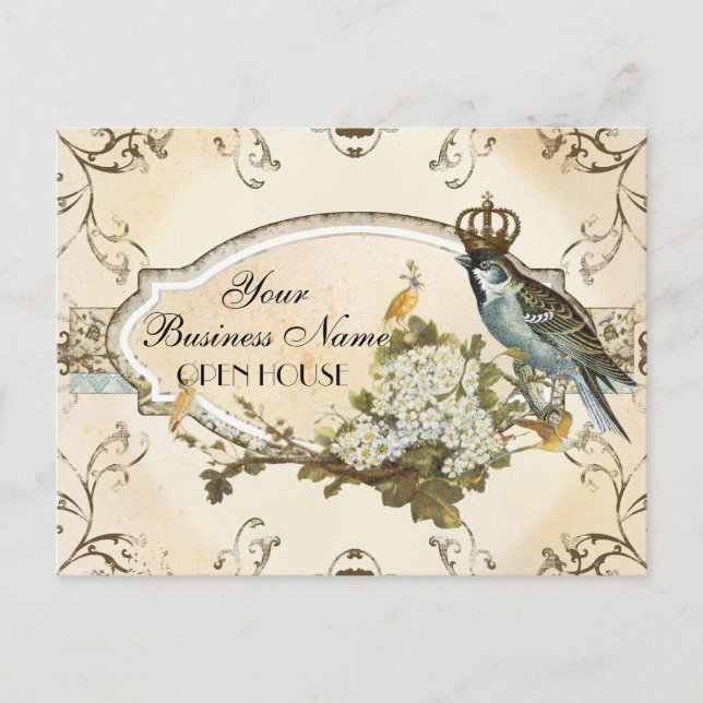 Enchanted Woodland Birds Advertising Businesses Postcard (Front)