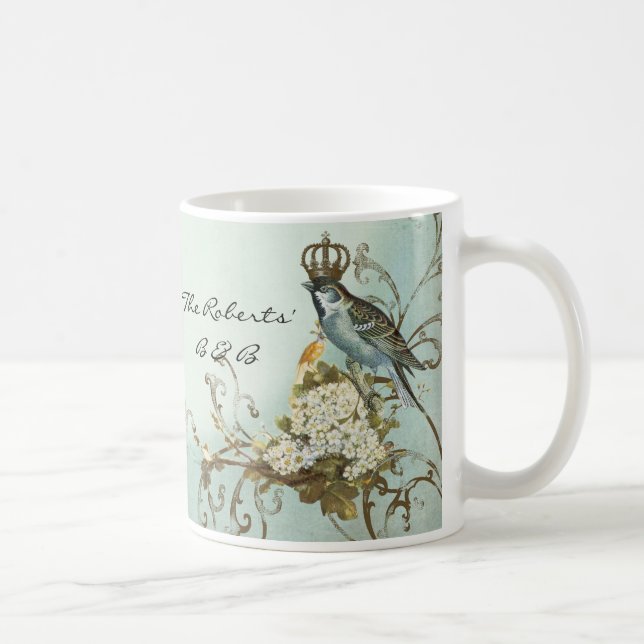 Enchanted Woodland Birds Dove Swirl Personalised Coffee Mug (Right)