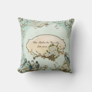 Enchanted Woodland Birds Dove Swirl Personalised Cushion