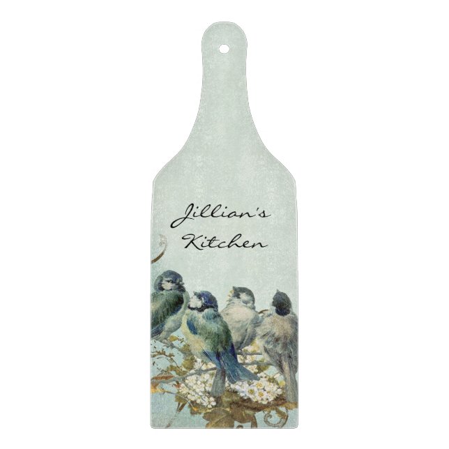 Enchanted Woodland Birds Dove Swirl Personalised Cutting Board (Front)