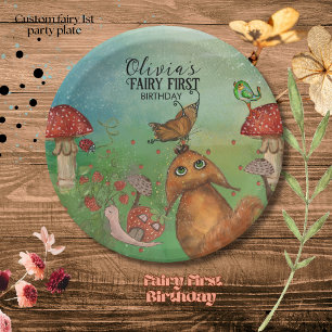 Enchanted Woodland Creatures Fairy First Birthday Paper Plate