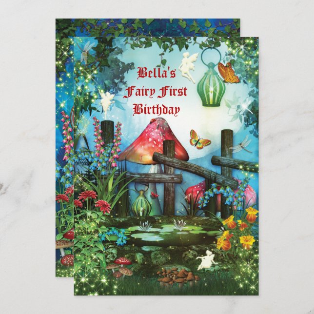 Enchanted Woodland Fairy Forest Party Invitation (Front/Back)