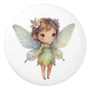 Enchanted Woodland Fairy: pastel green Sprite Ceramic Knob
