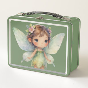 Enchanted Woodland Fairy: pastel green Sprite Metal Lunch Box
