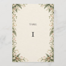 Enchanted Woodland Fern Wedding Table Number