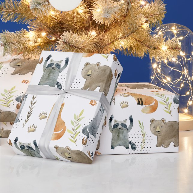 Enchanted Woodland Forest Animals Baby Shower Gift Wrapping Paper (Holidays)