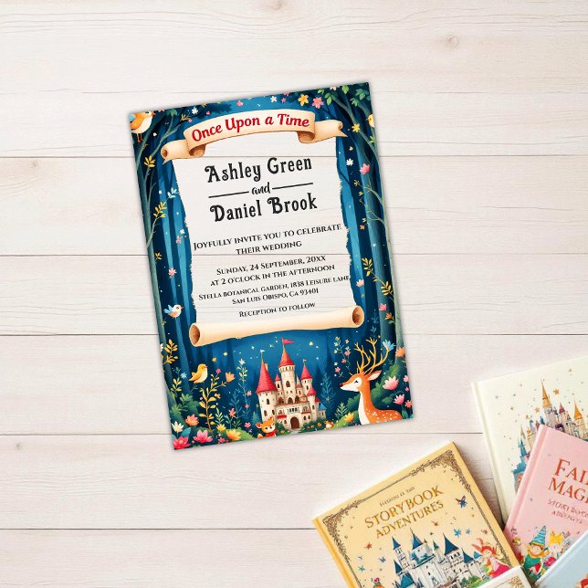Enchanted Woodland Forest Castle Fairytale Wedding Acrylic Invitations (Creator Uploaded)