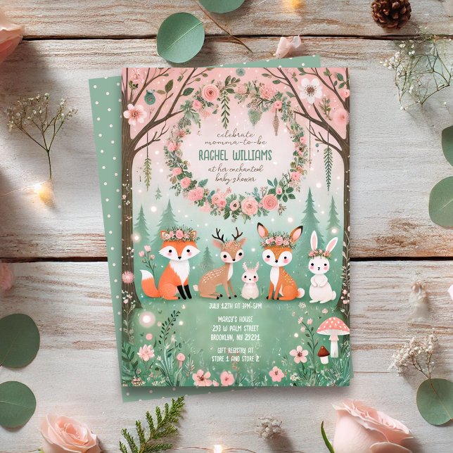 Enchanted Woodland Forest Creatures Baby Shower  Invitation (Enchanted Woodland Forest Creatures Baby Shower Invitation
)
