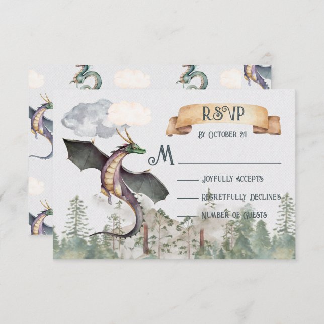 Enchanted Woodland Forest Dragon RSVP Cards (Front/Back)