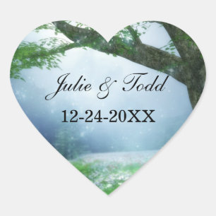 Enchanted Woodland Forest Wedding Heart Sticker
