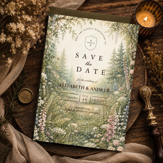 Enchanted Woodland Forest Wedding Save The Date (Creator Uploaded)