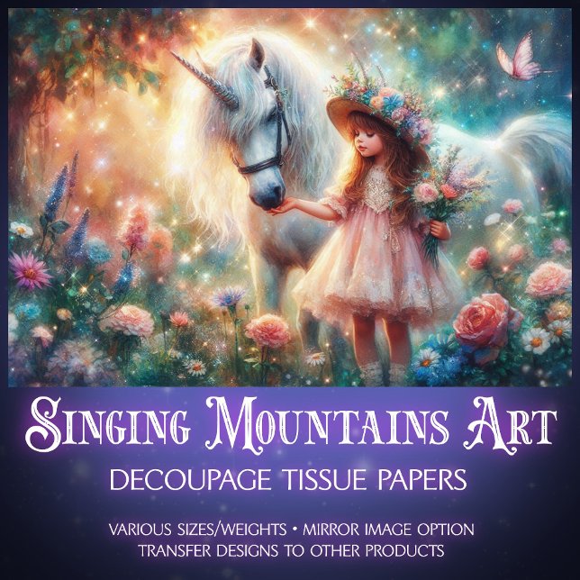 Enchanted Woodland Garden Unicorn Decoupage Tissue Paper (Creator Uploaded)