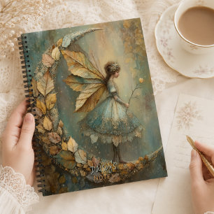 Enchanted Woodland Leaf Fairy Fantasy Personalised Notebook