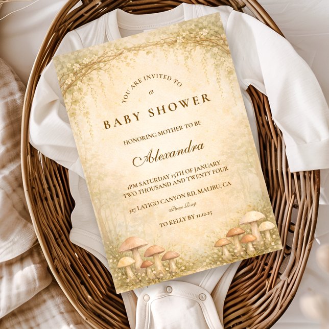 Enchanted Woodland Mushroom Baby Shower Invitation (Creator Uploaded)