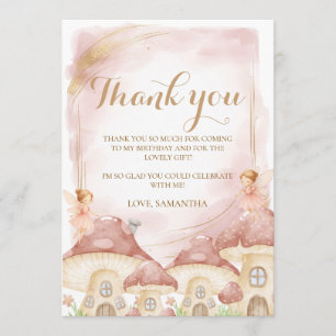 Enchanted Woodland Mushroom First Birthday Photo Thank You Card