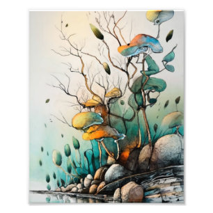 Enchanted Woodland Mushrooms Glow in the Moss Photo Print
