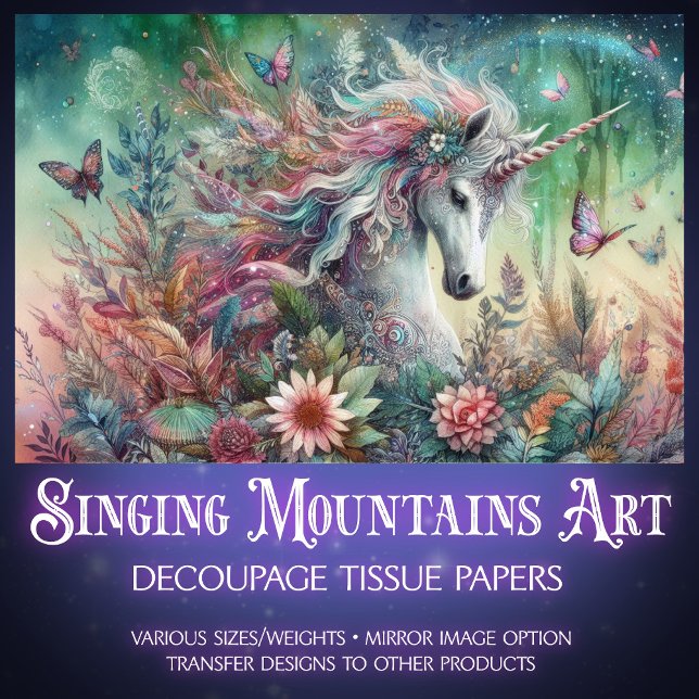 Enchanted Woodland Unicorn Butterflies Decoupage  Tissue Paper (Creator Uploaded)