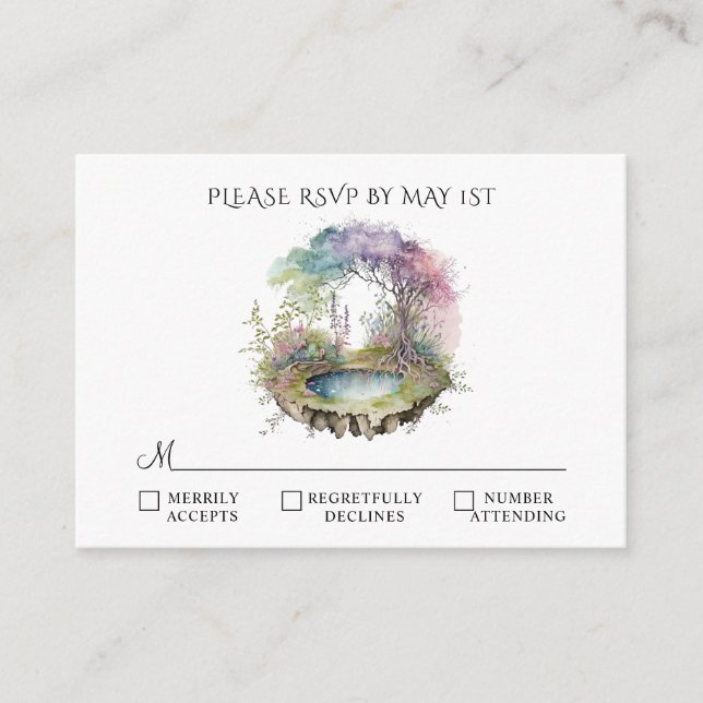 Enchanted Woodland Wedding RSVP Enclosure Card (Front)