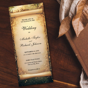 Enchanted Woods Forest Fairy Tale Wedding Scroll Invitation