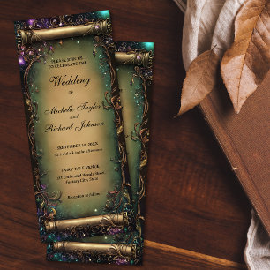 Enchanted Woods Forest Fairy Tale Wedding Scroll Invitation