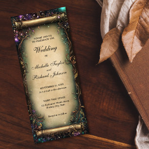 Enchanted Woods Forest Fairy Tale Wedding Scroll Invitation