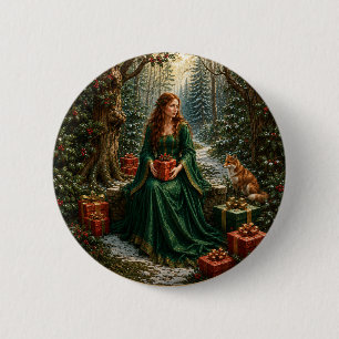 Enchanted Yuletide Woodland 6 Cm Round Badge