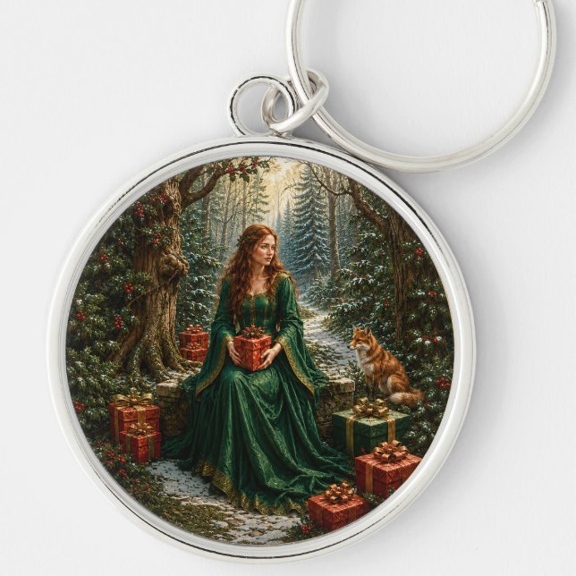 Enchanted Yuletide Woodland Key Ring (Front)