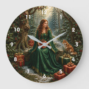 Enchanted Yuletide Woodland Large Clock