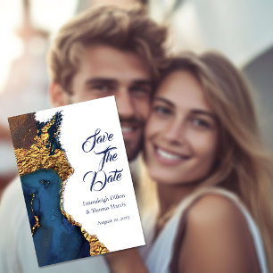 Enchanting Abstract Blue Gold Save The Date