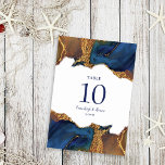 Enchanting Abstract Blue Gold Wedding Table Number<br><div class="desc">Gorgeous abstract blue with rich gold marbling on top and bottom of both sides.  Templates created on white background.</div>