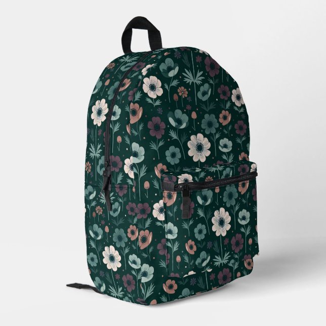 Enchanting Anemone Pattern Printed Backpack (Back Corner Left)