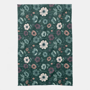 Enchanting Anemone Pattern Tea Towel