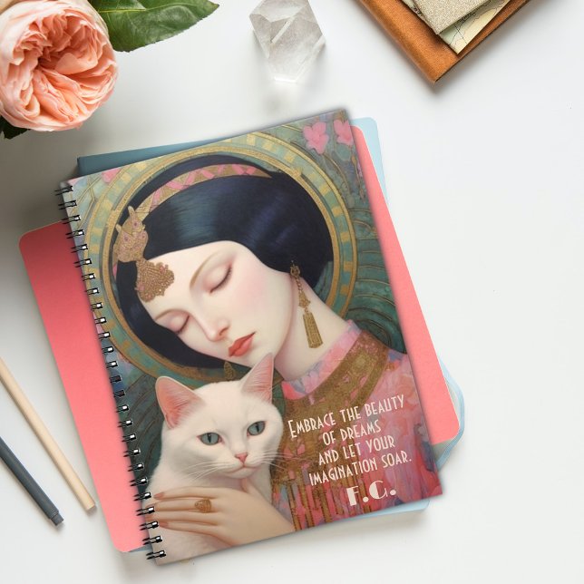Enchanting Art Deco Portrait of a Lady in Pink Notebook (Creator Uploaded)