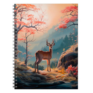 Enchanting Autumn Deer Forest Scene Design Notebook
