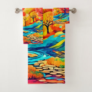 Enchanting Autumn Moonlit Path Bath Towel Set