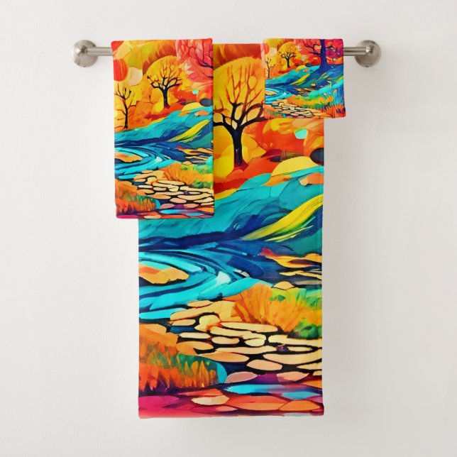 Enchanting Autumn Moonlit Path Bath Towel Set (Insitu)