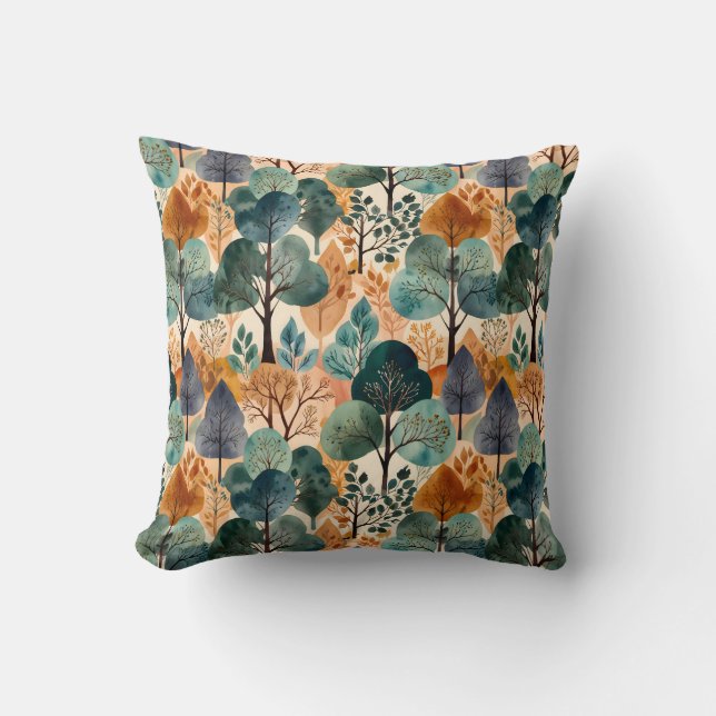 Enchanting Autumn Trees Cushion (Front)
