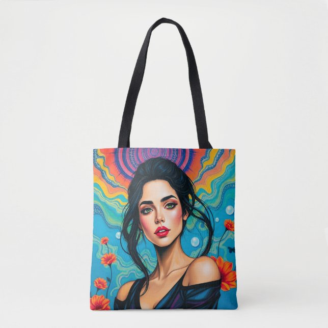 Enchanting Beauty with Floral Energy Tote Bag (Front)