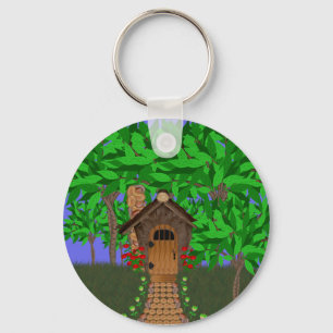 Enchanting Birdhouse Cottage Keychain