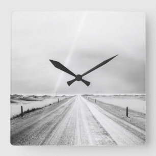 Enchanting Black and White Frozen Lands Square Wall Clock
