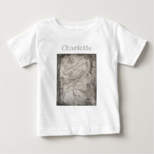 Enchanting Black and White Print: Young Girl Among Baby T-Shirt