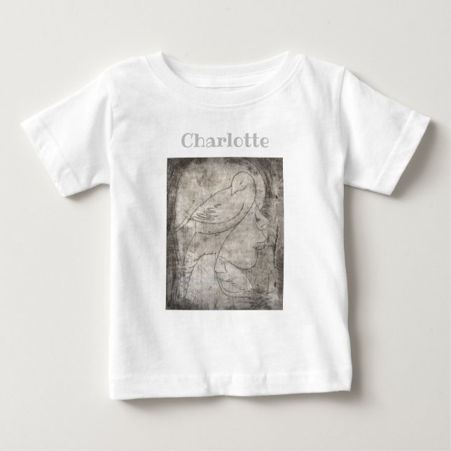 Enchanting Black and White Print: Young Girl Among Baby T-Shirt (Front)