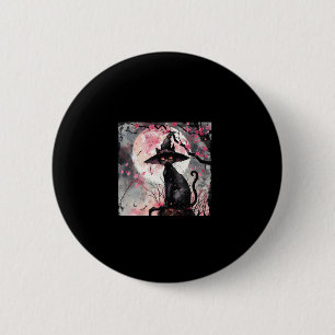Enchanting Black Cat and Witch Hat Halloween Art 6 Cm Round Badge