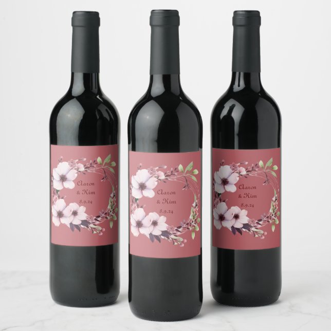 Enchanting Blossoms Wine Label Design (Bottles)