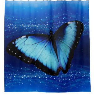 Enchanting Blue Butterfly Shower Curtain