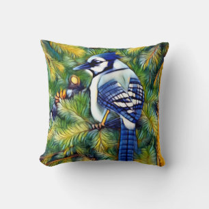Enchanting Blue Jay Print Cushion