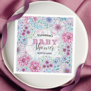 Enchanting Bohemian Meadow Flowers Baby Shower Napkin