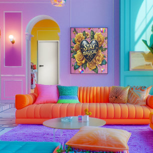 Enchanting Bouquet of Golden Roses And Heart 18x24 Poster